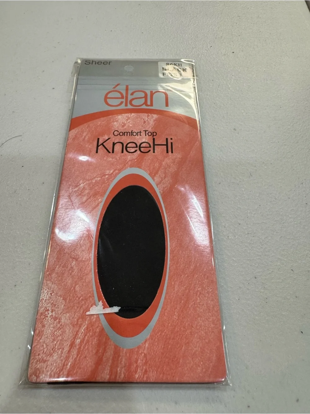 élan Comfort Top Knee-Hi Sheer Stockings in Black